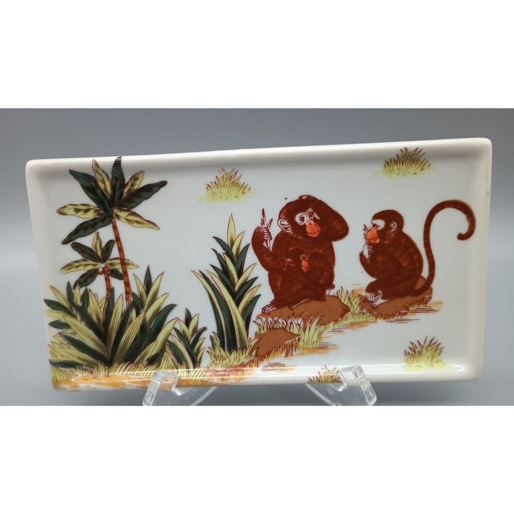 Amita Cute Monkey Family Trinket Soap Jewelry Dish Jungle Scene